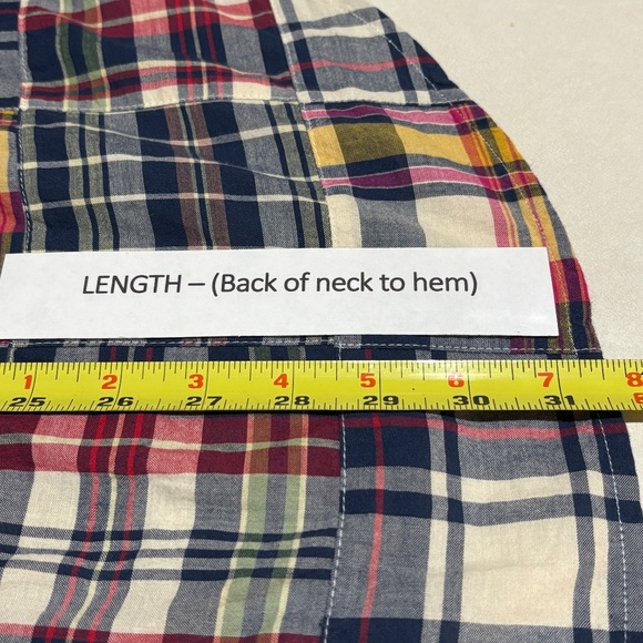 American Living Men Long sleeve Patchwork Button Down Shirt Sz M Plaid Madras - Picture 10 of 11